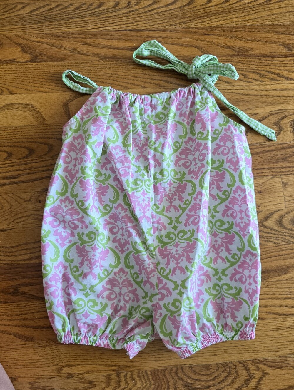 Kelly's Kids Pink & Green Patterned Girls Romper
